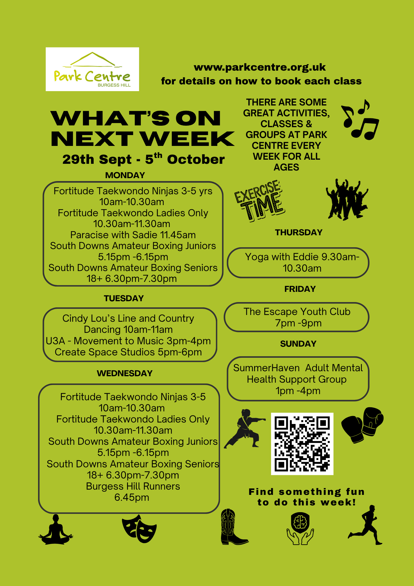 October Burgess hill what's on park centre